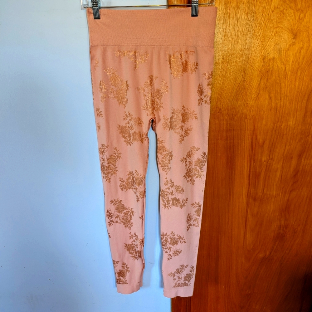 Pink and Metallic Gold Leggings